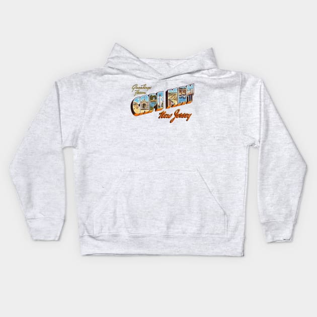 Greetings from Cape May New Jersey Kids Hoodie by reapolo